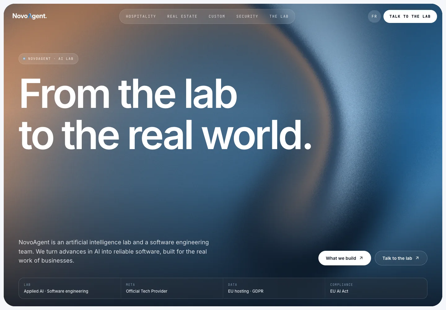 NovoAgent AI Lab landing page